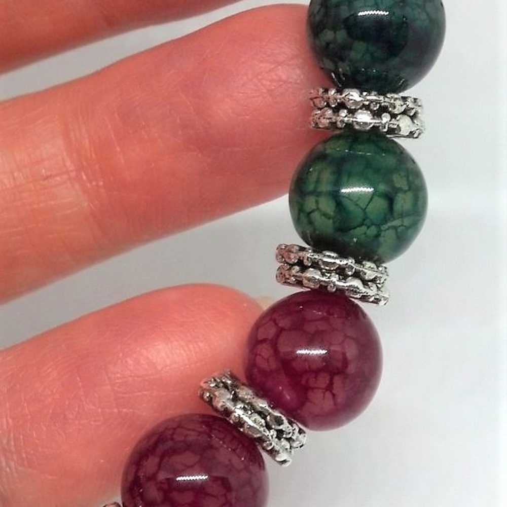 Natural Agate Charm Stretch Bracelet - Picture 2 of 5